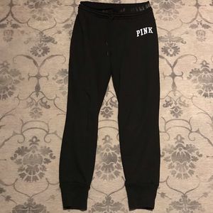 Pink joggers.
